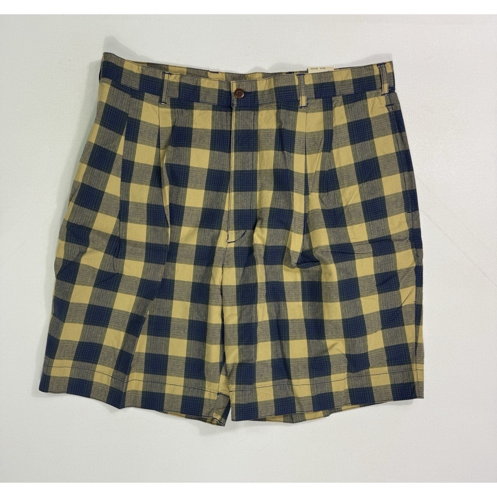 Dockers VTG Plaid Golf Shorts Men's 38 (37x9) NWT Blue Plaid Pleated Grandpa
